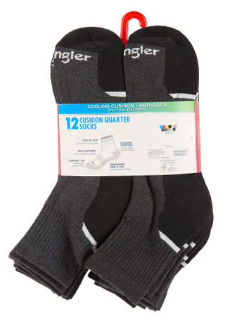 Thumbnail 2: Wrangler Men's 12 Pk Cooling Cushion Quarter Socks 
