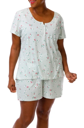 Thumbnail 1: Laura Ashley Women's Plus 2 Pc Super Soft Pajama Shorts Set 