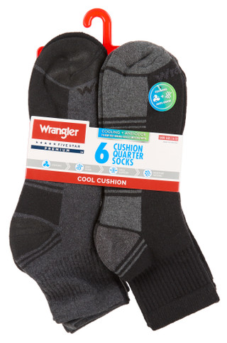 Thumbnail 1: Wrangler Men's 6 Pk Cooling Cushion Quarter Socks 