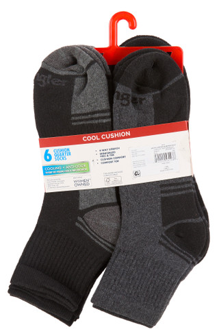 Thumbnail 2: Wrangler Men's 6 Pk Cooling Cushion Quarter Socks 