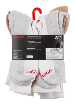 Thumbnail 2: Wrangler Men's 6 Pk Cooling Cushion Quarter Socks 