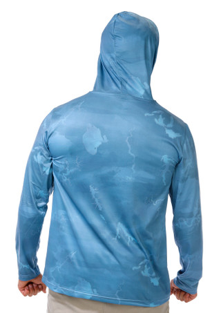 Thumbnail 2: Psycho Tuna Men's Long Sleeve Performance Hooded Printed Tee 