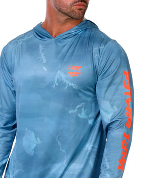 Thumbnail 3: Psycho Tuna Men's Long Sleeve Performance Hooded Printed Tee 