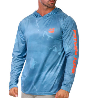 Thumbnail 1: Psycho Tuna Men's Long Sleeve Performance Hooded Printed Tee 