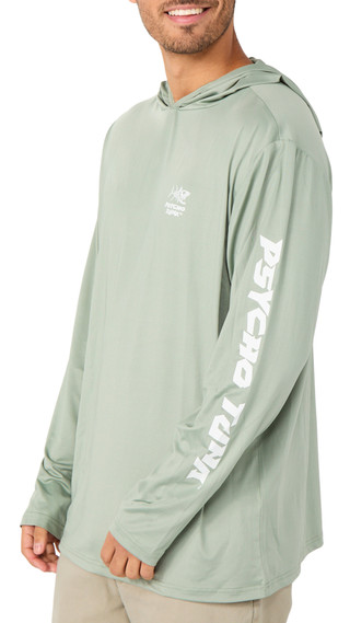 Thumbnail 3: Psycho Tuna Men's Long Sleeve Performance Hooded Printed Tee 
