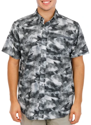 Thumbnail 1: REEL LEGENDS Men's Short Sleeve Airflow Woven Button Down Shirt 