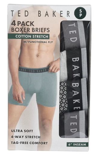 Thumbnail 1: TED BAKER Men's 4 Pk Cotton Stretch Boxer Briefs 