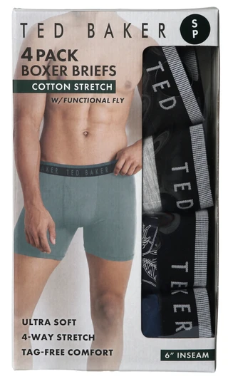 Thumbnail 1: TED BAKER Men's 4 Pk Cotton Stretch Boxer Briefs 