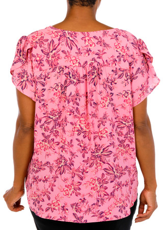 Thumbnail 3: Premise Plus Short Tulip Sleeve Floral Print Top 