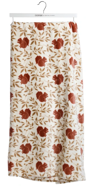 Thumbnail 1: Martha Stewart 60x70 Squirrel Plush Harvest Throw Blanket 