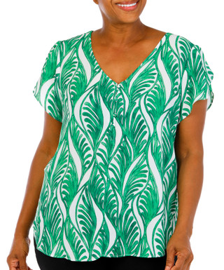 Thumbnail 1: Premise Plus Short Tulip Sleeve Floral Print Top 