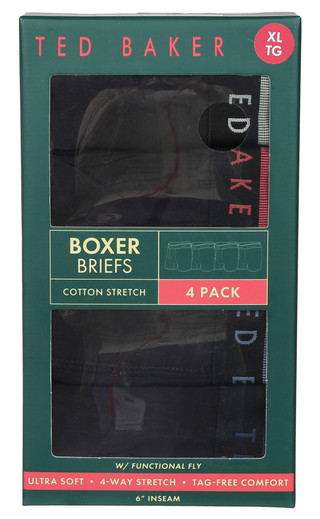Thumbnail 1: TED BAKER Men's 4 Pk Cotton Stretch Boxer Briefs w/ Functional Fly 