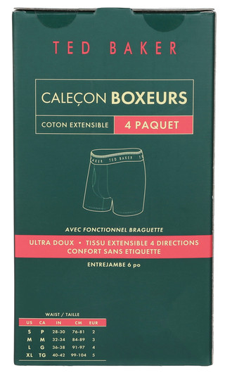 Thumbnail 2: TED BAKER Men's 4 Pk Cotton Stretch Boxer Briefs w/ Functional Fly 