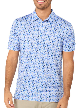 Thumbnail 1: Southern Palms Men's Short Sleeve Printed Performance Polo 