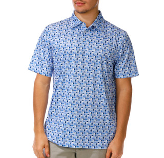 Thumbnail 1: Southern Palms Men's Short Sleeve Printed Performance Polo 