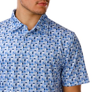 Thumbnail 3: Southern Palms Men's Short Sleeve Printed Performance Polo 