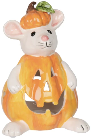 Thumbnail 1: BLUE SKY Halloween Mouse Pumpkin Tealight Holder 