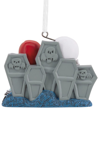 Thumbnail 2: Nightmare Before Christmas Jack Skellington & Sally Sitting by Graves Ornament 