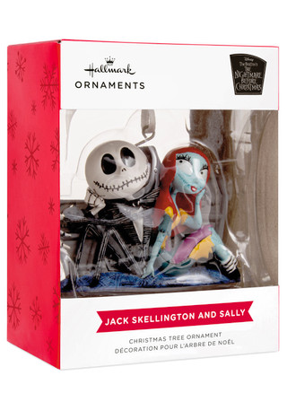 Thumbnail 4: Nightmare Before Christmas Jack Skellington & Sally Sitting by Graves Ornament 