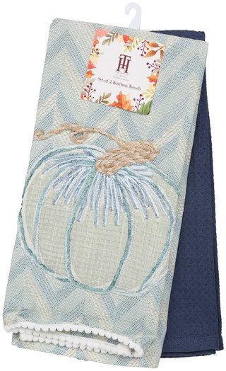 Thumbnail 1: Total home 2 Pk Pumpkin Kitchen Towels Set 