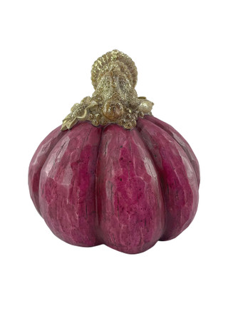 Thumbnail 1: Autumn Gatherings 12.5" Resin Burgundy Pumpkin with Turkey Accent 