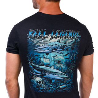 Thumbnail 2: REEL LEGENDS Men's Pirate Sharks Graphic T-Shirt 