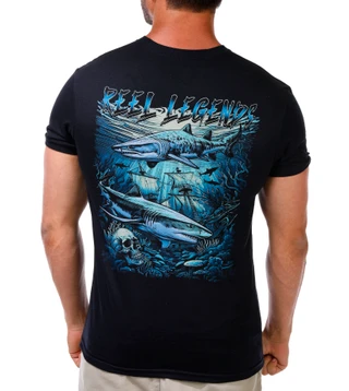 Thumbnail 1: REEL LEGENDS Men's Pirate Sharks Graphic T-Shirt 