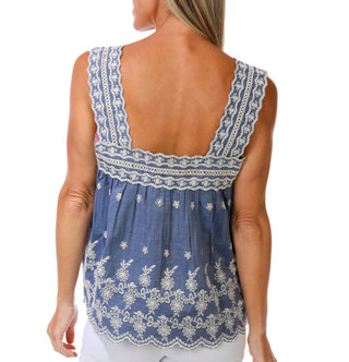 Thumbnail 2: BUNULU Women's Wide Strap Embroidered Tank Top 