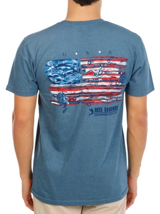 Thumbnail 2: REEL LEGENDS Men's Outdoor Fisherman Flag T-Shirt 