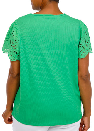 Thumbnail 4: Chelsea & Theodore Plus Short Eyelet Sleeve Top 