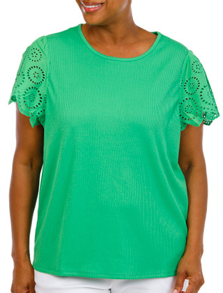 Thumbnail 1: Chelsea & Theodore Plus Short Eyelet Sleeve Top 