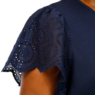 Thumbnail 2: Chelsea & Theodore Plus Short Eyelet Sleeve Top 