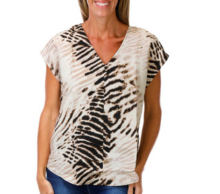 Thumbnail 1: DKNY Women's Short Sleeve V-Neck Print Top 
