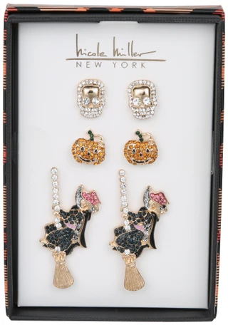 Thumbnail 1: Nicole Miller 3 Pk Halloween Earrings 