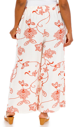 Thumbnail 3: Kaktus Couture Plus Printed Drawstring Wide Leg Pants 