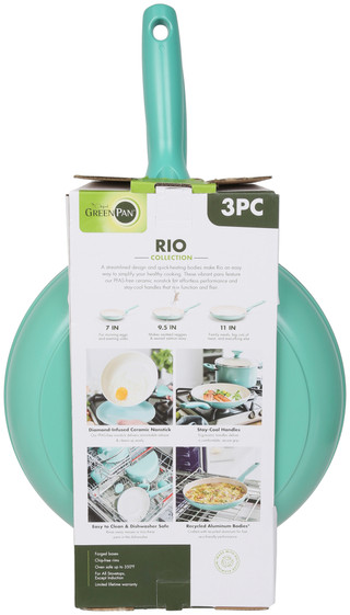 Thumbnail 2: Green Pan 3 Pc Healthy Ceramic Nonstick Fry Pan Set 