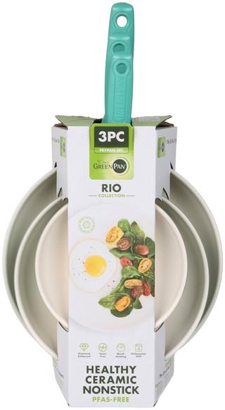 Thumbnail 1: Green Pan 3 Pc Healthy Ceramic Nonstick Fry Pan Set 