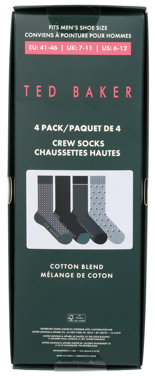 Thumbnail 3: TED BAKER Men's 4 Pk Crew Socks 