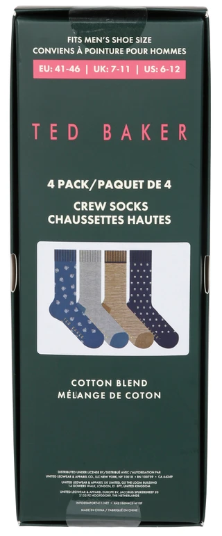 Thumbnail 4: TED BAKER Men's 4 Pk Crew Socks 
