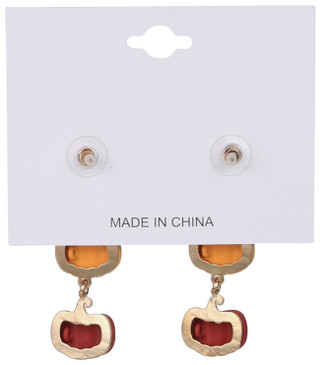 Thumbnail 2: Noir Harvest Pumpkin Drop Earrings 