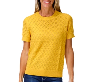 Thumbnail 1: Nautica Women's Short Sleeve Diamond Stitch Sweater Top 