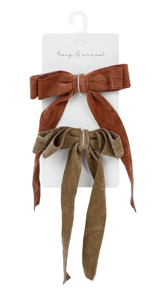Thumbnail 1: TWIG & ARROW Women's 2 Pk Velvet Hair Bow Barrettes  