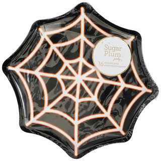 Thumbnail 2: Sugar Plum Party 16 Pk Spooky Spider-Web Paper Plates 