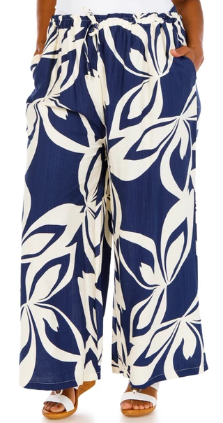 Thumbnail 1: Kaktus Couture Plus 25 In Drawstring Wide Leg Pants 