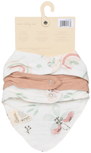 Thumbnail 2: CRANE BABY Baby Girls 3 Pk Bandana Bib Set 