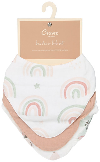 Thumbnail 1: CRANE BABY Baby Girls 3 Pk Bandana Bib Set 