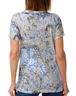 Thumbnail 3: Milano Women's Short Sleeve Embellished Floral V Neck Top 