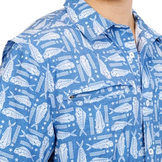 Thumbnail 7: REEL LEGENDS Men's Short Sleeve Breezeway Print Button Down Shirt 