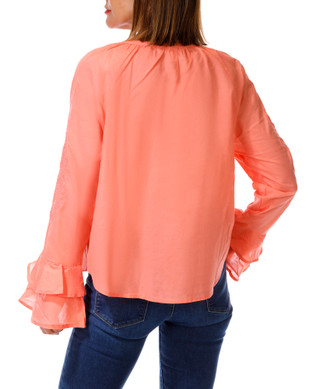 Thumbnail 2: BUNULU Womens Long Sleeve Flutter Tie Front Top 