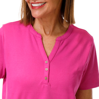 Thumbnail 2: Coral Bay Womens Short Sleeve Split Neck Top 